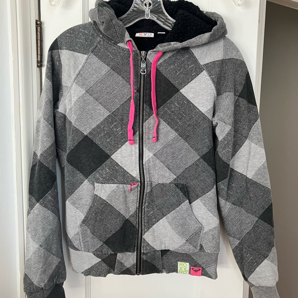 Vintage Roxy Hoodie, Roxy Sweatshirt Jacket, Y2K Roxy Sherpa Hoodie Small